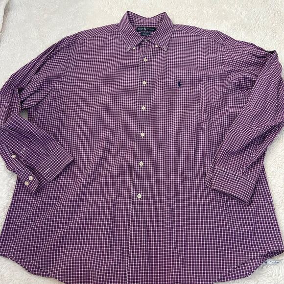 Vtg Ralph Lauren Shirt Mens 17 34/35 Purple Yarmouth Oxford Long Sleeve Preppy - Picture 3 of 6